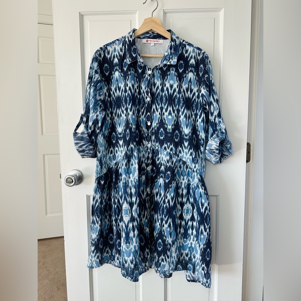 Blue Patterned Mini Dress